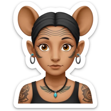 ancient woman with tatooed and blank ear sticker