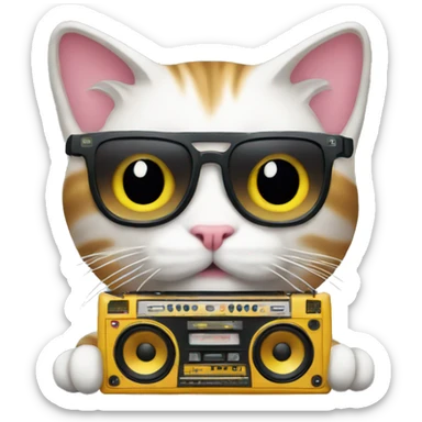 Cat with a boombox  sticker