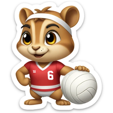volleyball player chipmunk sticker
