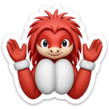knuckles a red animal with peach arms and white mittens that have no fingers , he’s a echidna with red eyes sticker
