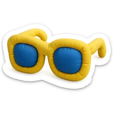 sunglasses in cushion style, soft plush look, bright colors sticker