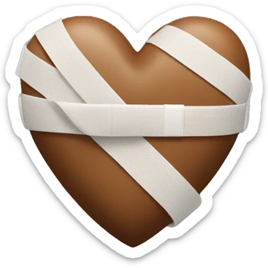 brown heart with bandage sticker