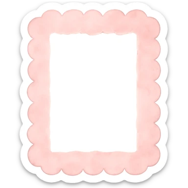 soft pink torn paper frame with scalloped edge, pastel watercolor style, transparent background, no face, no hands, no legs, no characters sticker