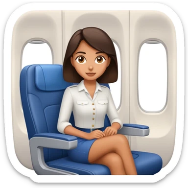 Brunette sitting on airplane seat sticker