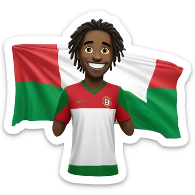  Young black man- short dread locks-  no facial hair laughing Portugal jersey lean crazy smile  sticker