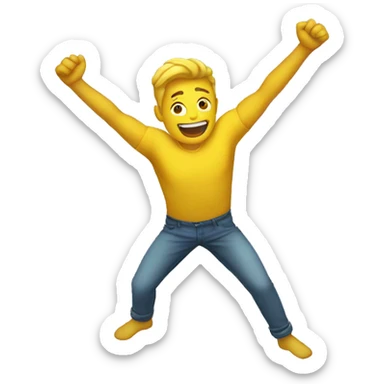  Man with yellow skin and legs raising both arms in the air sticker