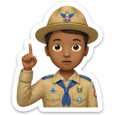 Black Boy Scout pointing finger up sticker