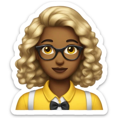 Preppy baddie oh yellow emoji sticker