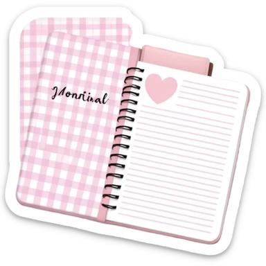 Cute manifest journal cover, pastel pink gingham pattern
Handwritten feminine typography, soft aesthetic, cozy girl vibe
Clean product mockup, minimal shadows, lifestyle stationery style sticker