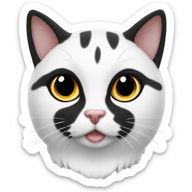 Black and white cat with black beauty mark on face sticker