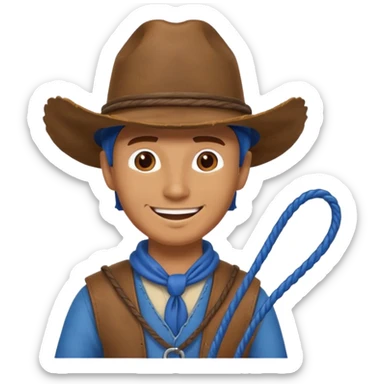 Cowboy with blue hat and lasso sticker