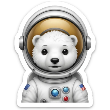baby polar bear in astronaut helmet sticker