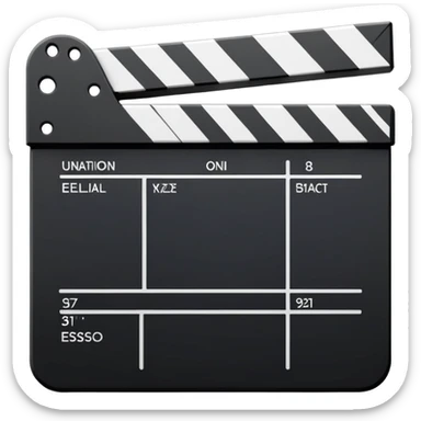 ultimate minimalist film slate, just two or three lines total, abstract geometric symbol sticker