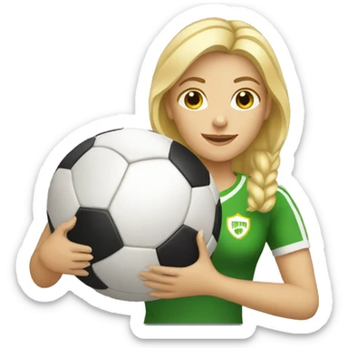 blond woman holding a soccer ball in her hand sticker