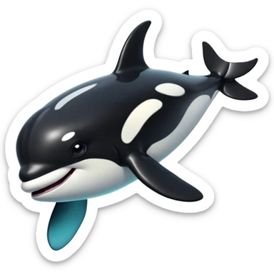 Cinematic Comical orca Portrait Emoji, Head tilted dramatically with an exaggeratedly shocked expression, featuring a sleek black-and-white body with wide, comically expressive eyes full of playful disbelief and animated flippers, Simplified yet hilariously expressive features, highly detailed, glowing with a slightly sassy oceanic glow, high shine, dramatic yet playful, stylized with an air of cheeky marine mischief, soft glowing outline, capturing the essence of a meme-worthy orca that looks ready to make waves with its hilariously dramatic antics! sticker