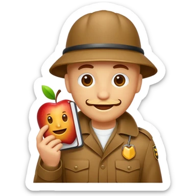 écureuil détective avec un imperméable et un carnet, style emoji Apple sticker
