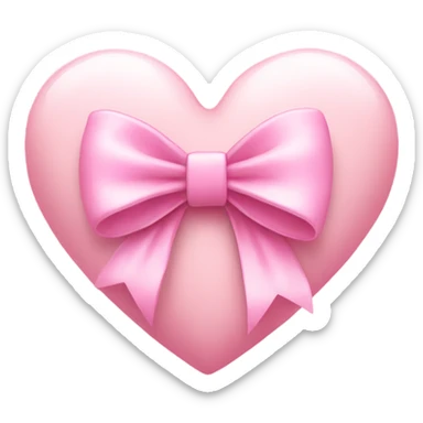 pale pink heart with pink bow sticker