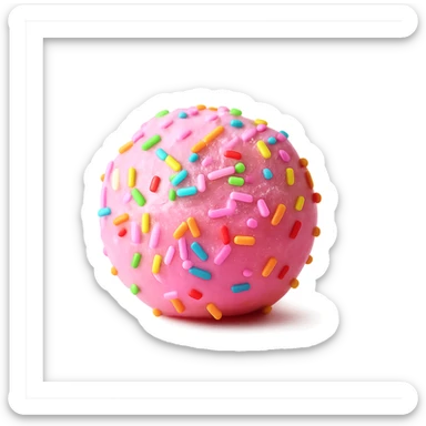 Keep the pink candy with rainbow sprinkles on a transparent background with no background visible. sticker