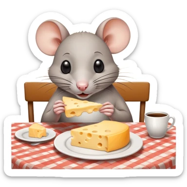 Rat eating cheese at a Paris cafe sticker