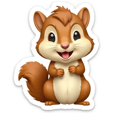 cinematic-cute-yawning squirrel-portrait-emoji,-head-tilted-playfully-and-inquisitively,-featuring-a-fluffy,-vibrant-auburn-fur-with-a-delicate-cream-belly-and-a-bushy-tail,wide-open yawn, revealing a soft grey  -round,-sparkling-eyes-filled-with-curious-mischief, sticker