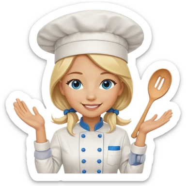 Full body 
Sexy Long Blonde hair blue eyed female chef sticker