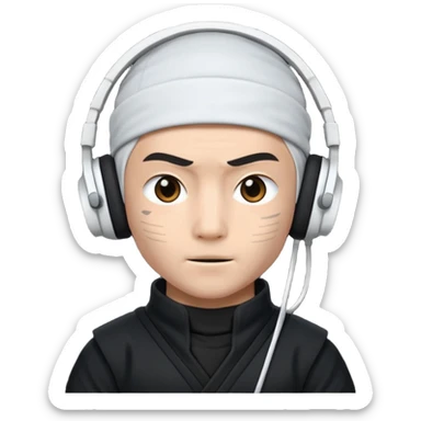 ninja with white headphone sticker