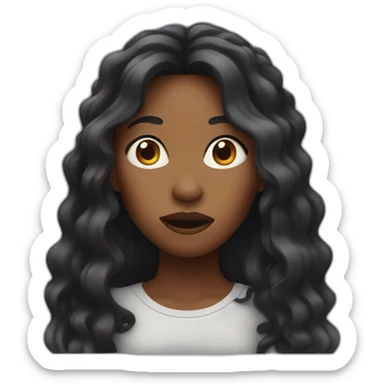 Black woman with long hair shocked sticker