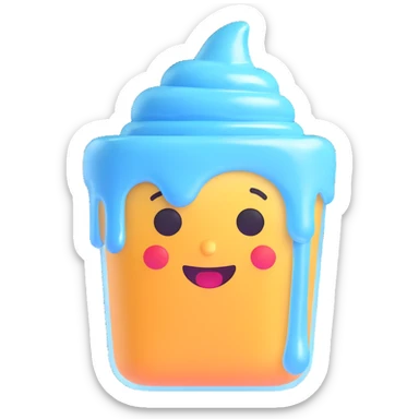 3d emoji style ice, cute, smooth, shiny sticker