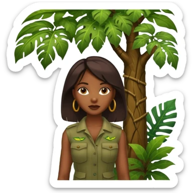 an woman with jungle tree sticker