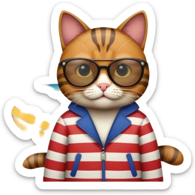 Gato enojado con gafas en la plya sticker
