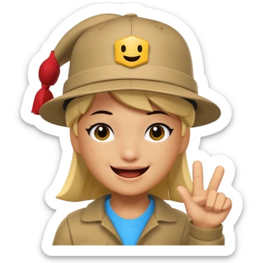 roblox gacha character, winking, wearing a Roblox hat, cheerful look sticker
