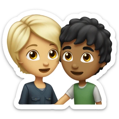 black hair girl and boy blond hair kisses girl  sticker