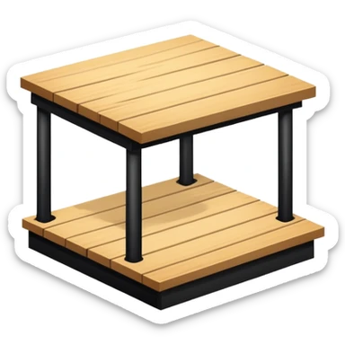 Standing on a raised platform or stage, slightly elevated from the ground, symbolizing presentation, performance, or focus sticker