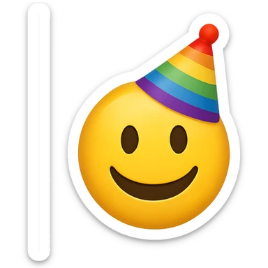 face with rainbow party hat emoji, digital illustration sticker