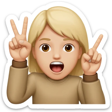 face with wide open mouth and two fingers inside while other fingers are in rock positions sticker