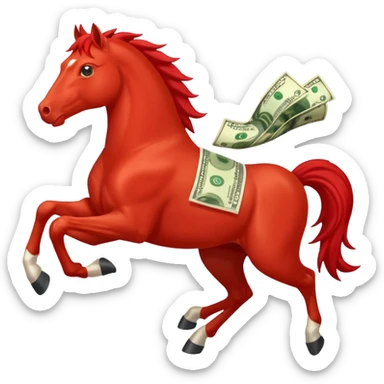 red horse agressive running money sticker