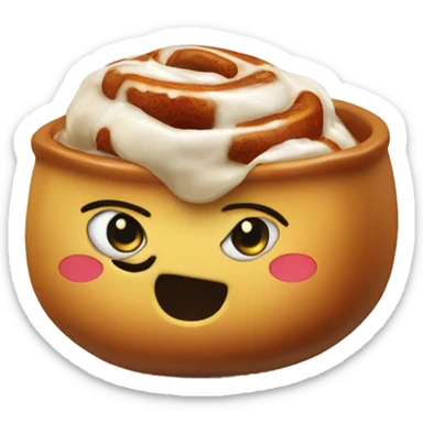 Chili bowl and on the side is a cinnamon roll sticker