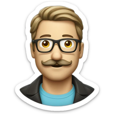 Un monsieur avec une moustache et des lunettes sticker