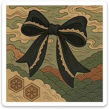 gothic bow in ukiyo-e style sticker