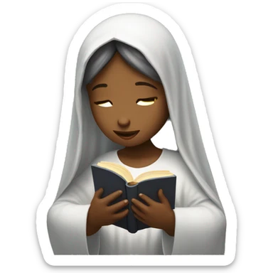 Christian girl with a veil praying and reading Bible sticker