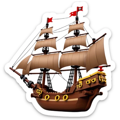 Pirate Ship (Toy) - Lego Pirate Ship (Model Year: 2021) (Iconic colour: Brown with red sails) sticker
