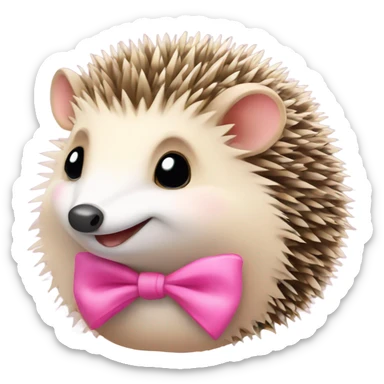 hedgehog with a pink bow sticker