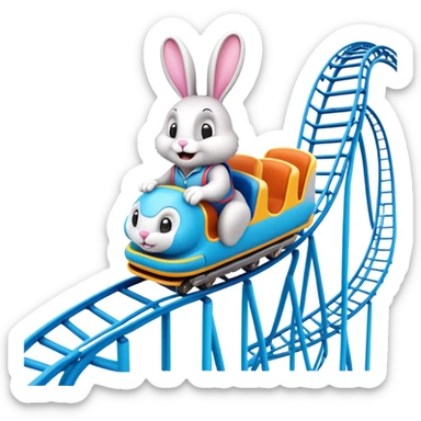 roller coaster with a bunny mascot, representing Walibi amusement park sticker