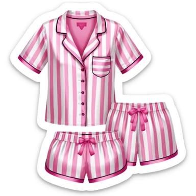 Striped pink and white silk Victoria’s Secret pajama set sticker