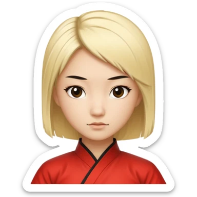 Chineese Kung fu girl with blonde hair with black streak sticker