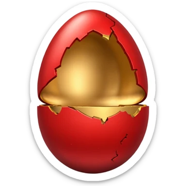 gold and red egg cracked sticker