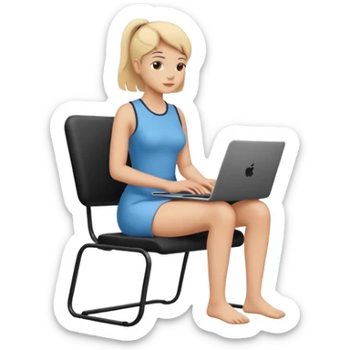 Minimalistic flat vector icon, iOS style, thin black contour on white background. Person silhouette sitting with a laptop, code brackets <> on the screen. Clean, no te sticker
