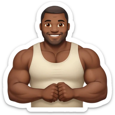 A large, muscular black man with a friendly smile sticker