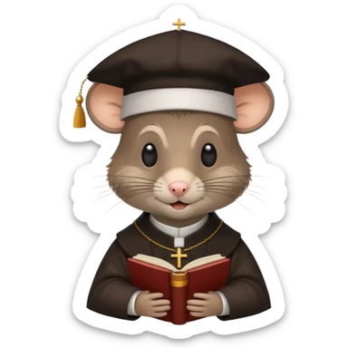A catholic rat at confession with a priest sticker