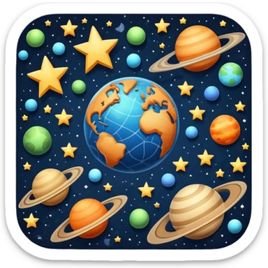 stars and planets with a checkered pattern in space sticker